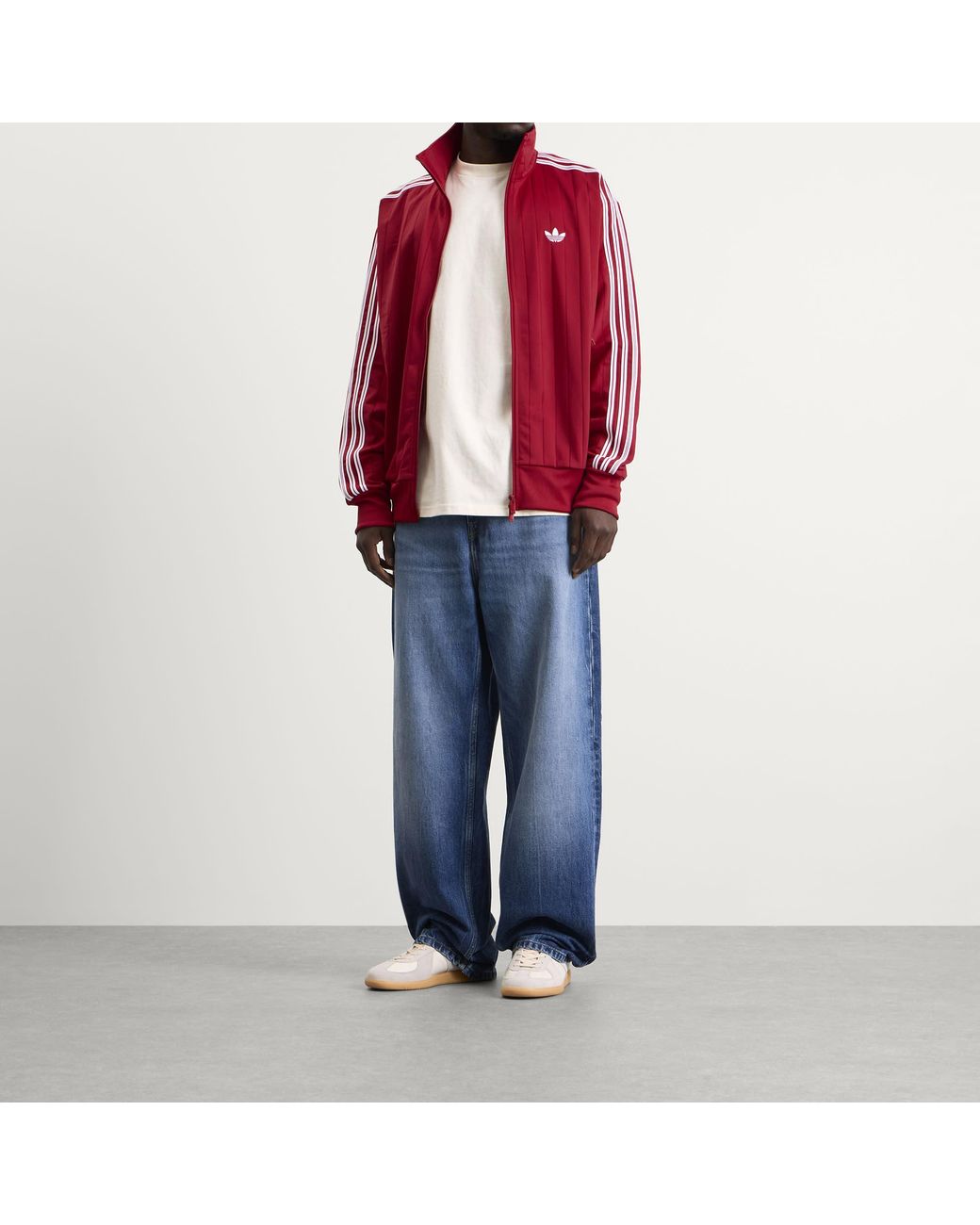 Adidas Red Pinstripe Firebird Track Top for men