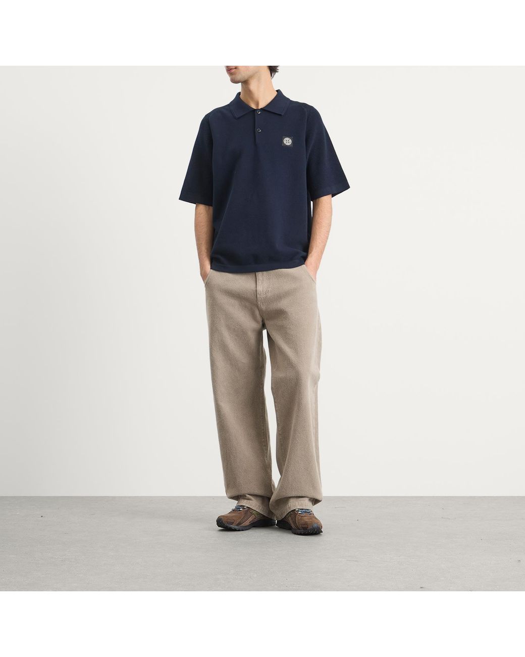 Stone Island Blue Micro Stitch Knit Polo for men