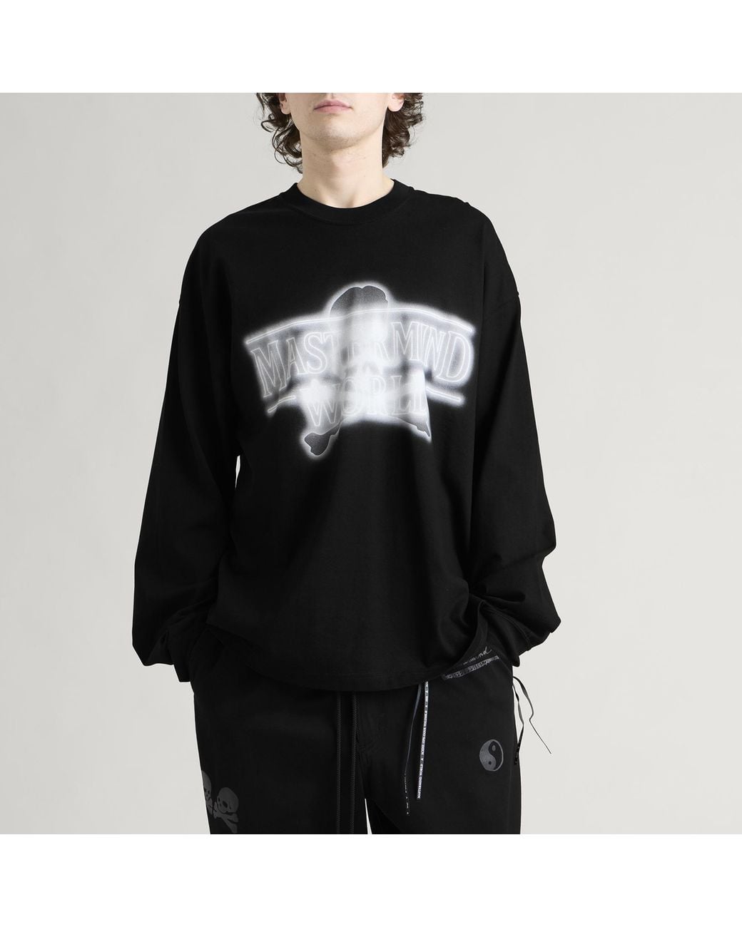 MASTERMIND WORLD Black Neon Logo Long Sleeve T-Shirt for men