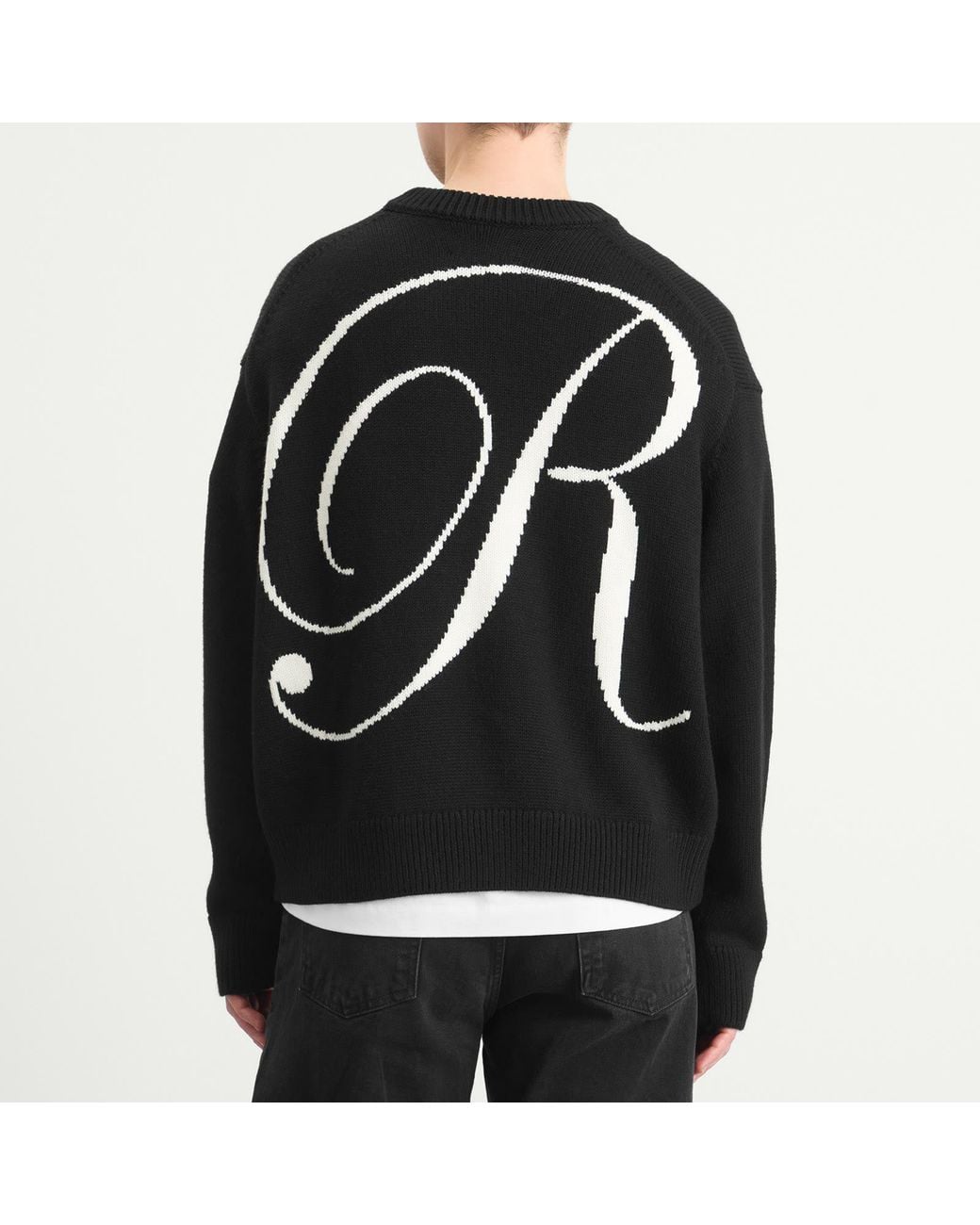 Ronning Black Merino R Knit Sweater for men