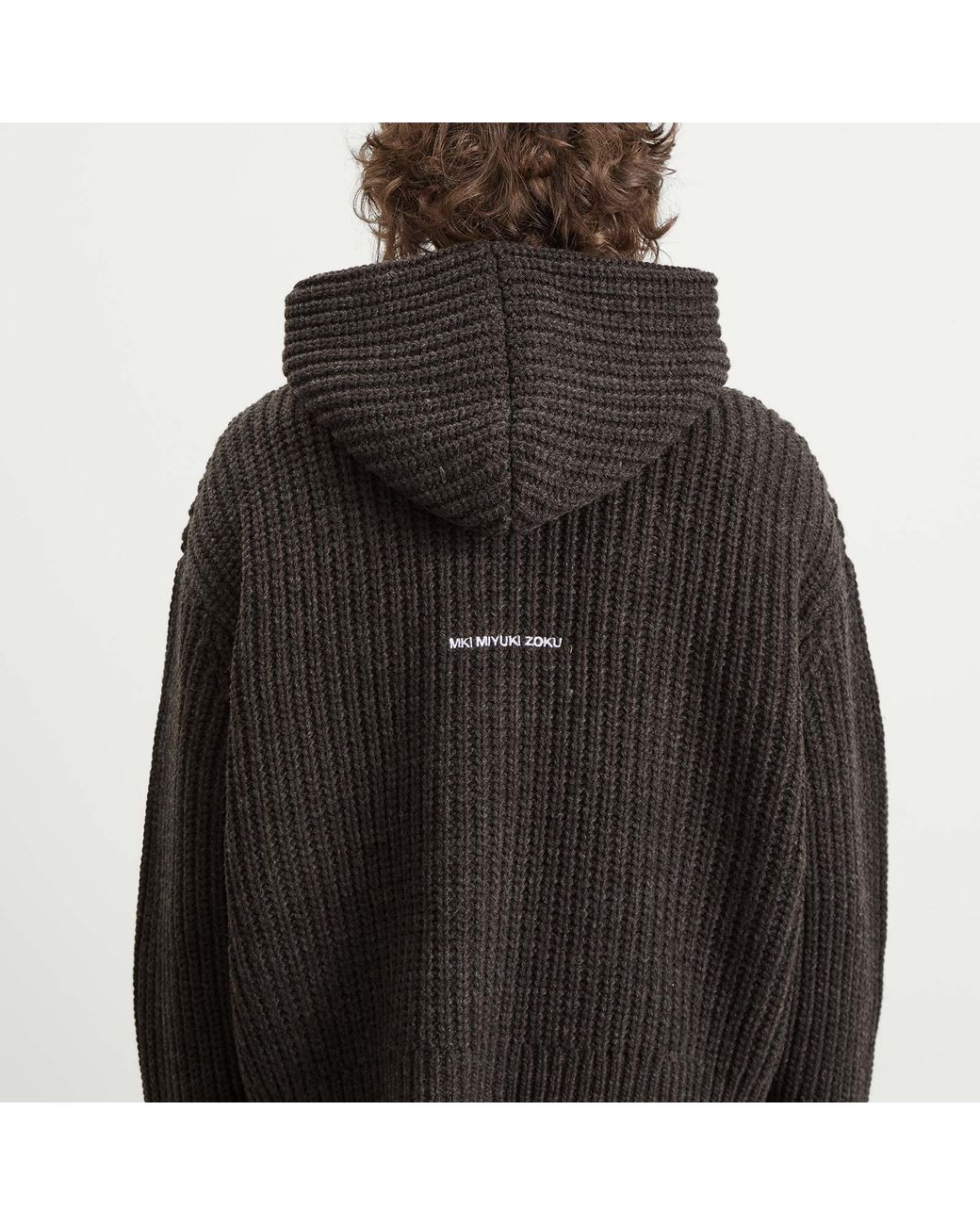 MKI Miyuki-Zoku Gray Chunky Rib Knit Hoodie for men