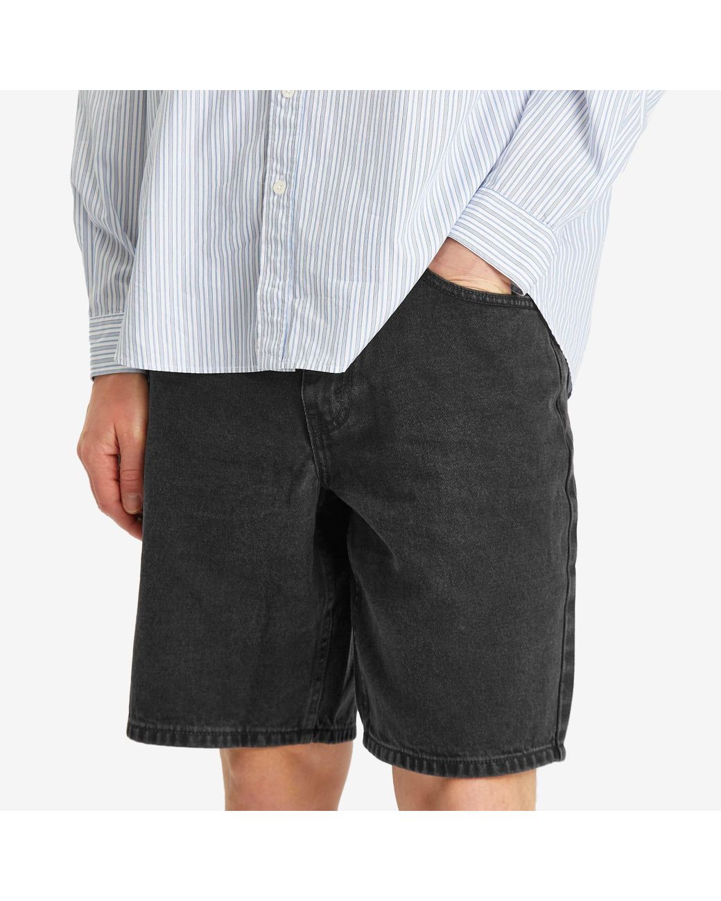 Thisisneverthat Gray Washed Denim Short for men