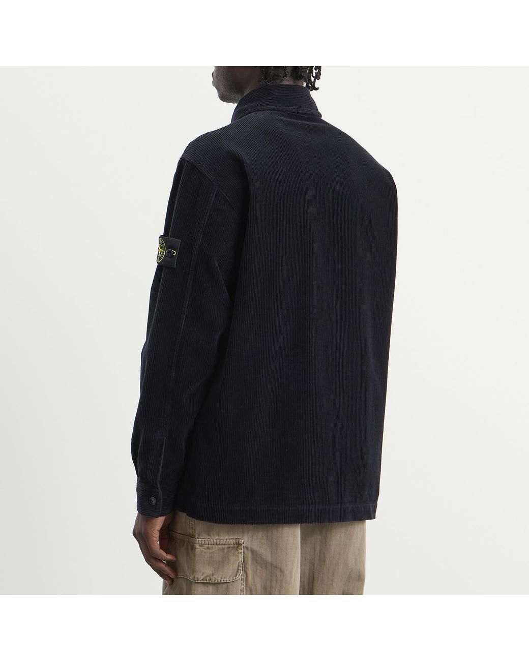 Stone Island Blue Organic Cotton Corduroy Overshirt for men
