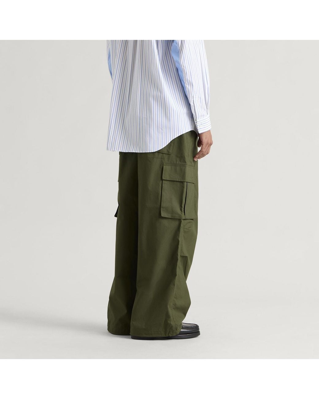 Comme des Garçons Green Cotton Ripstop Cargo Trousers for men