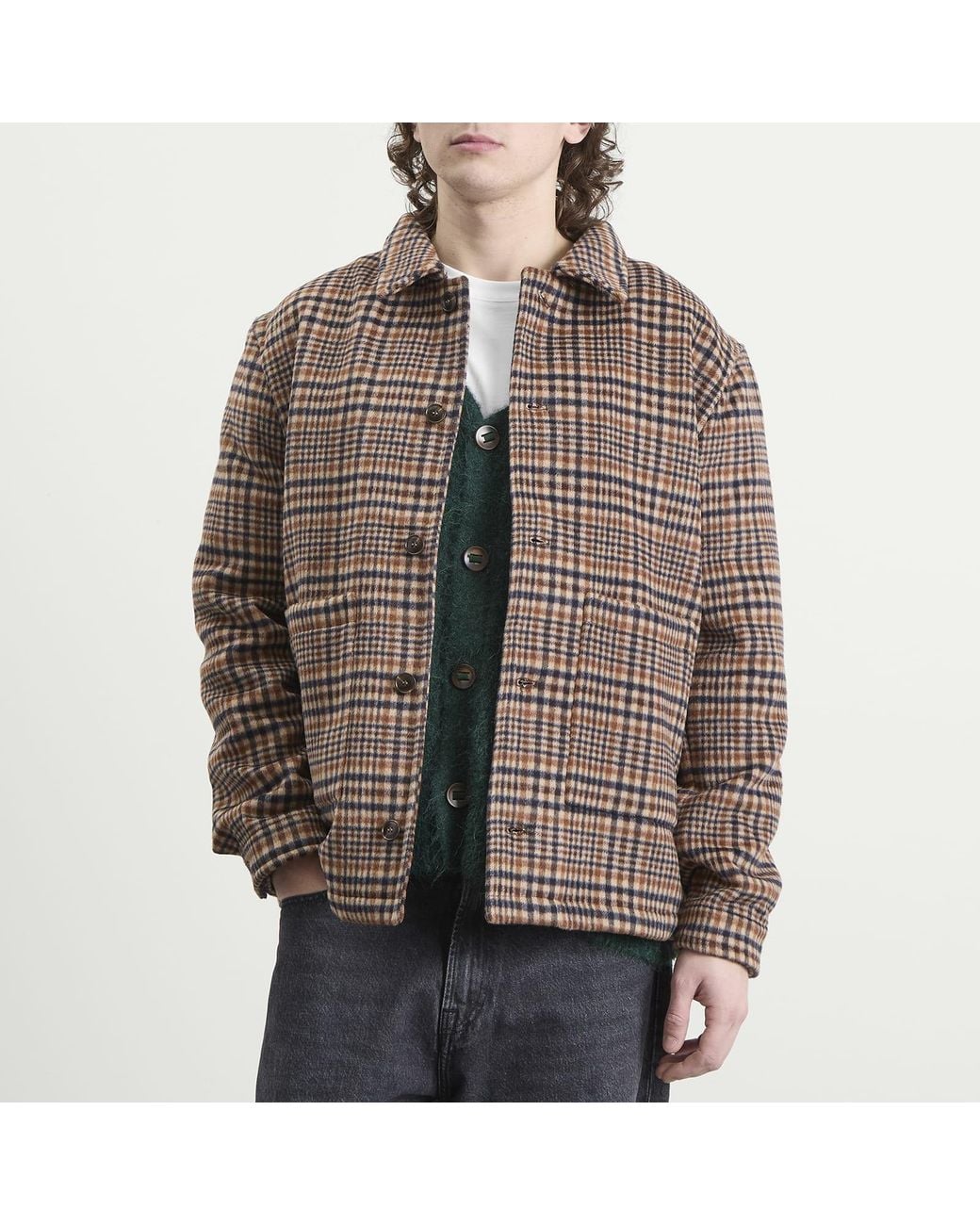 BOUND Brown Wool Button Jacket for men