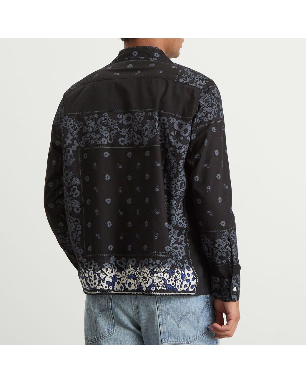Nomarythm Textile Black Overdyed Bandana Print Shirt for men