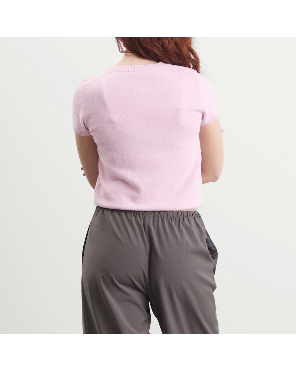 DUNST Pink Fluffy Knitted T-Shirt