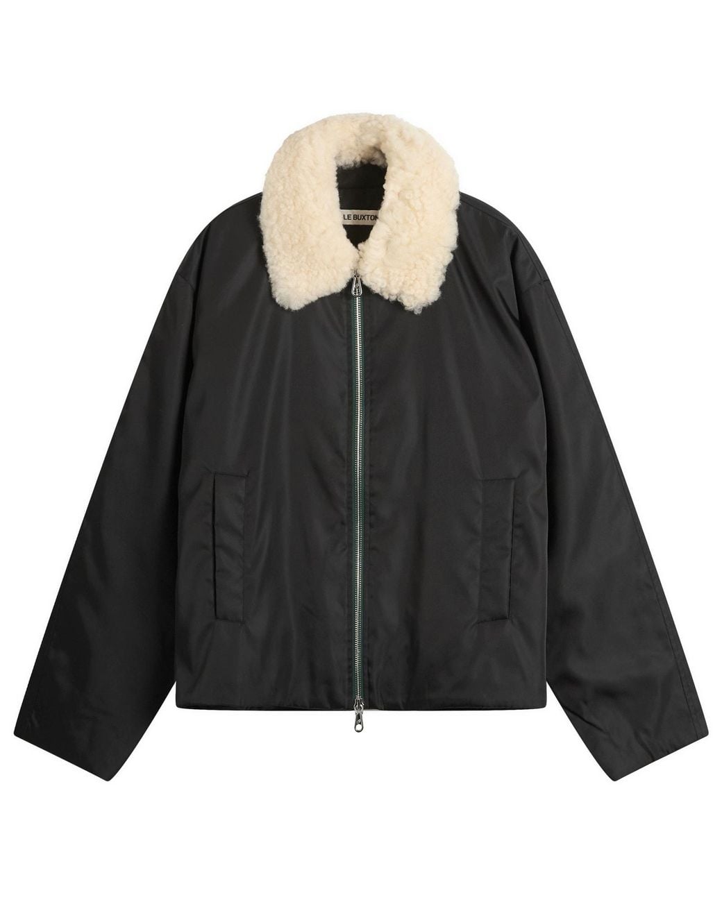 Cole Buxton Black High Pile Collar Cargo Jacket for men