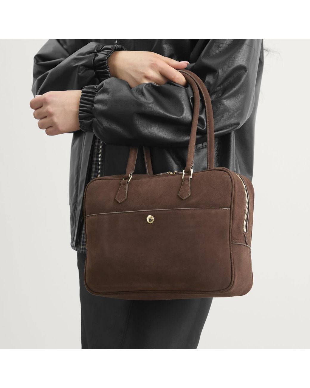 DUNST Brown Suede Shoulder Bag