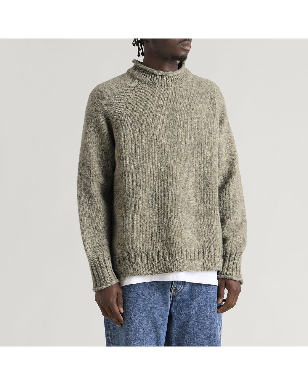 Pittari Gray Seti Heritage Lambswool Roll Collar Jumper for men