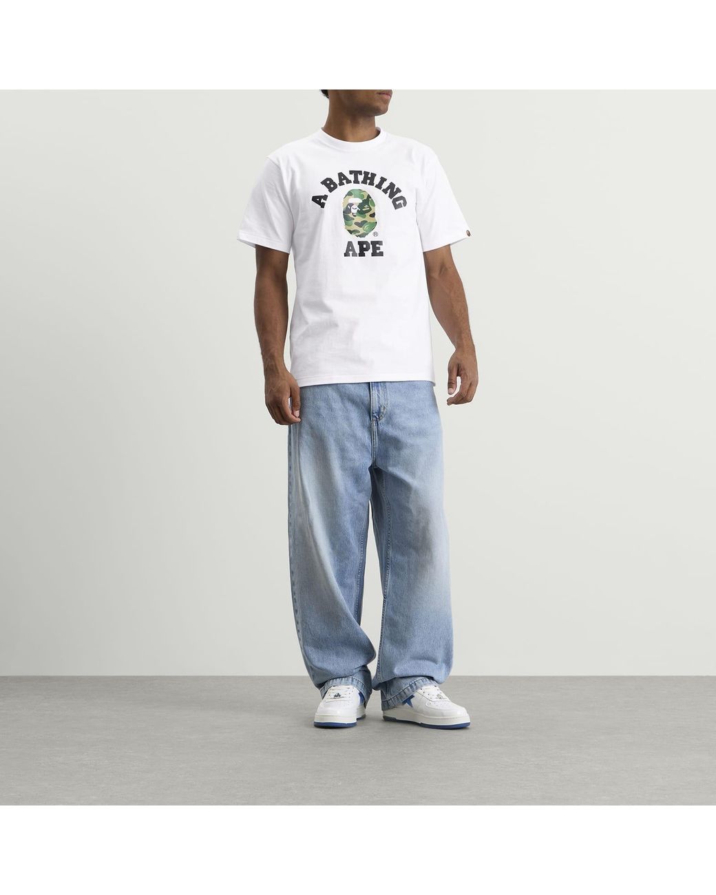 A Bathing Ape White Abc Camo College T-Shirt for men