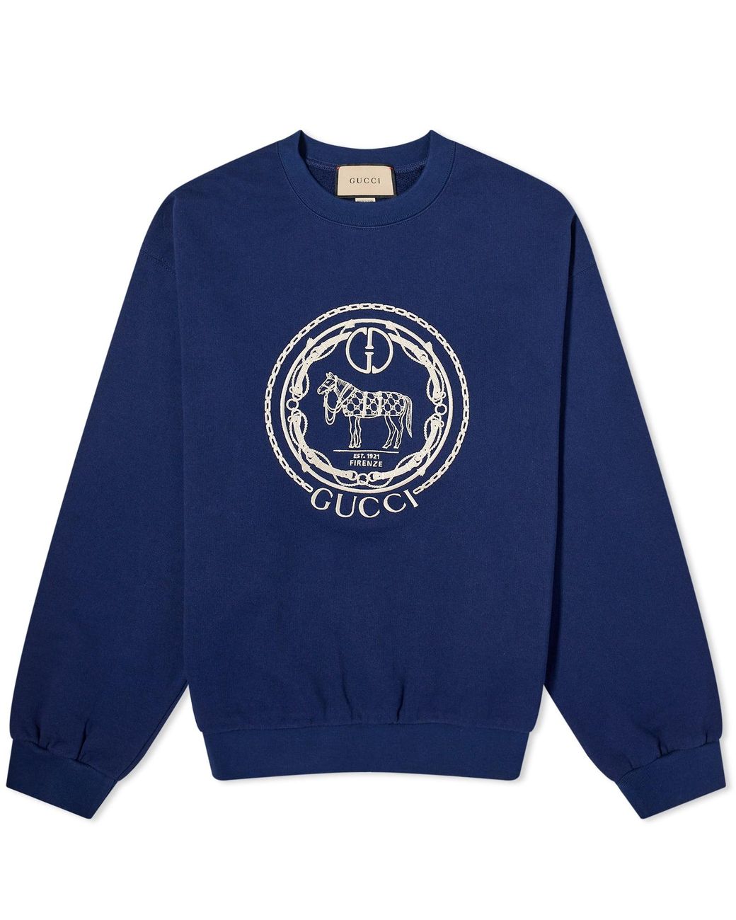 スウェット・トレーナー GUCCI NAVY BLUE SWEATSHIRT WITH LOGO PRINT 793528_XJGPJ_4392_001_100_0000