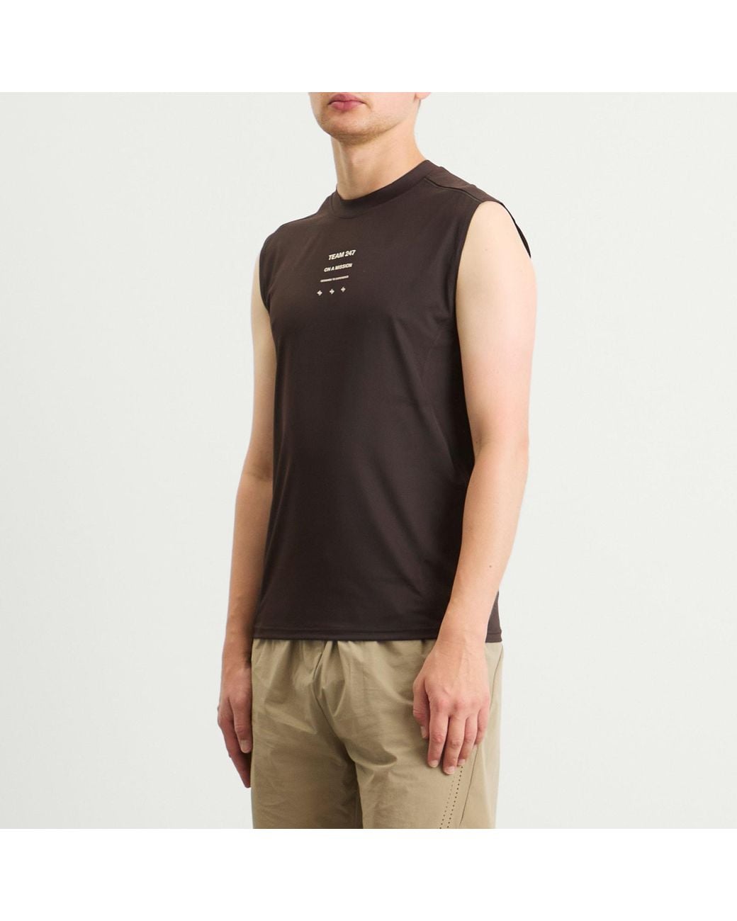 REPRESENT 247 Brown Mesh Runner Tank T-Shirt for men