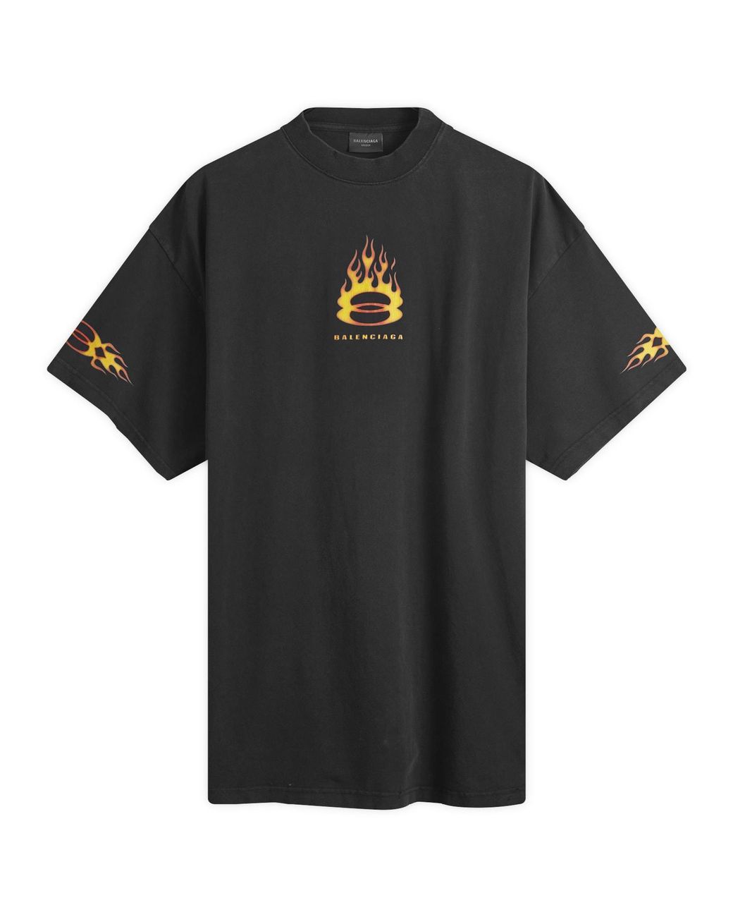 【送料関税込】Balenciaga Flame Short Sleeve T Shirt Balenciaga Men's Flame Short Sleeve T Shirt in Washed Out
