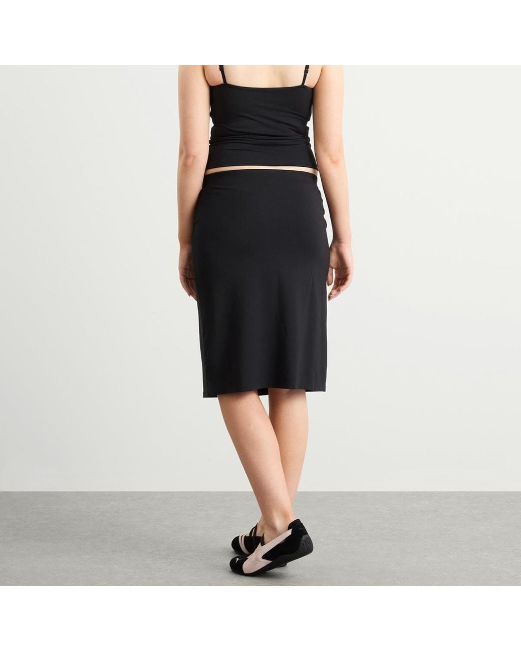 Skims Black Smooth Lounge Midi Skirt