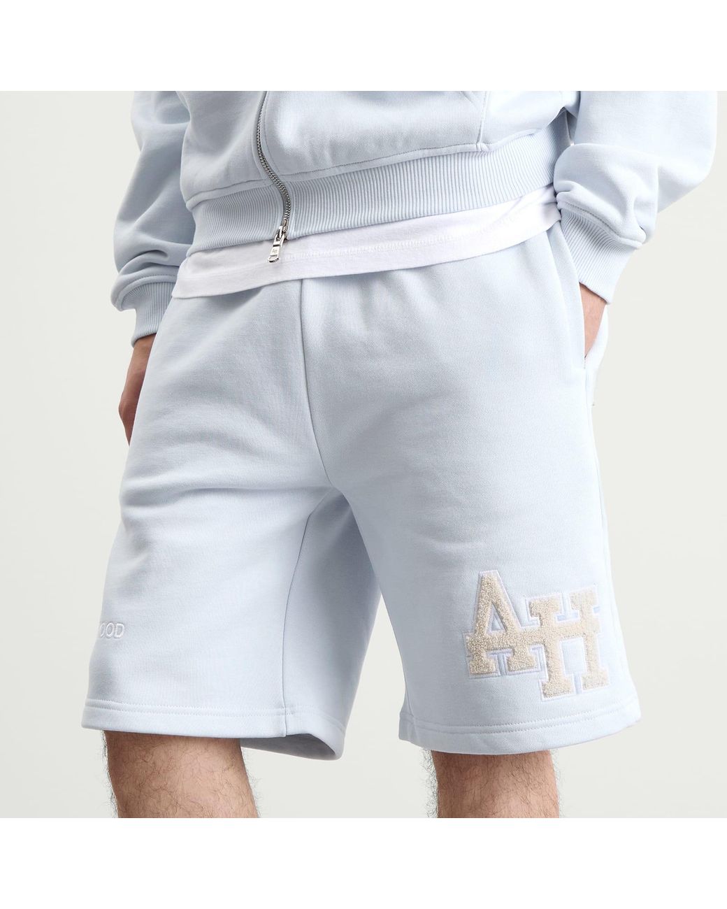 Annie Hood Blue College Sweat Shorts for men