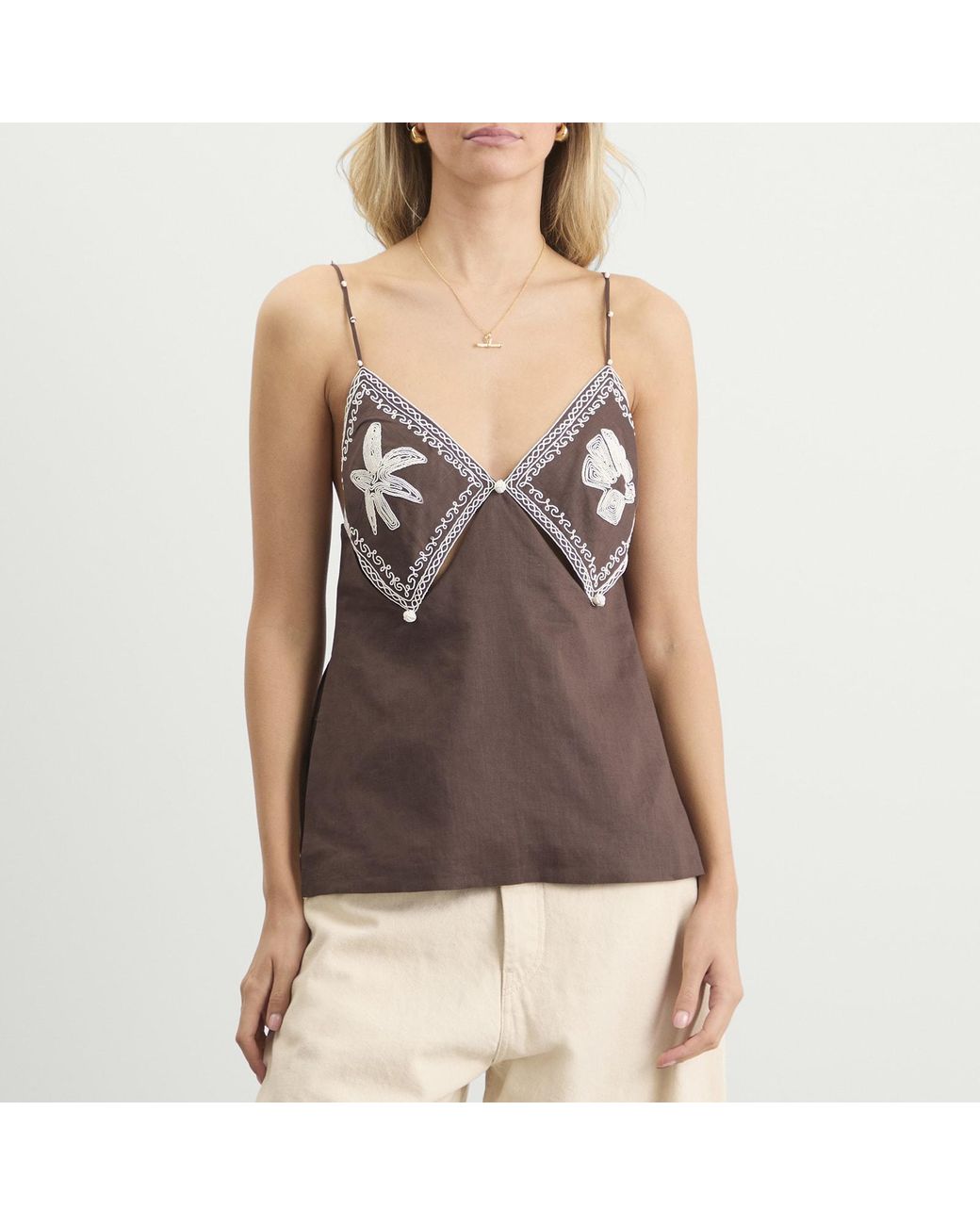 ALÉMAIS Brown Leandra Corded Cami Top