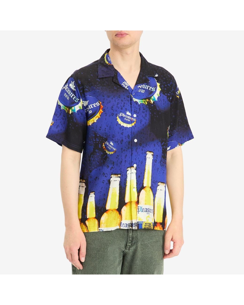 Pleasures Blue Cerveza Vacation Shirt for men