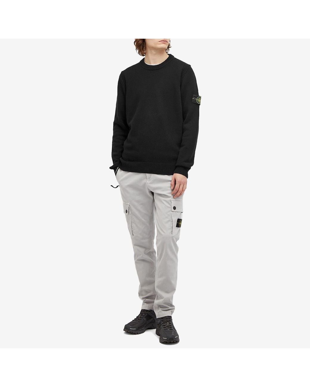 Stone Island Black Reverse Seam Lambswool Crew Neck Jumper for men