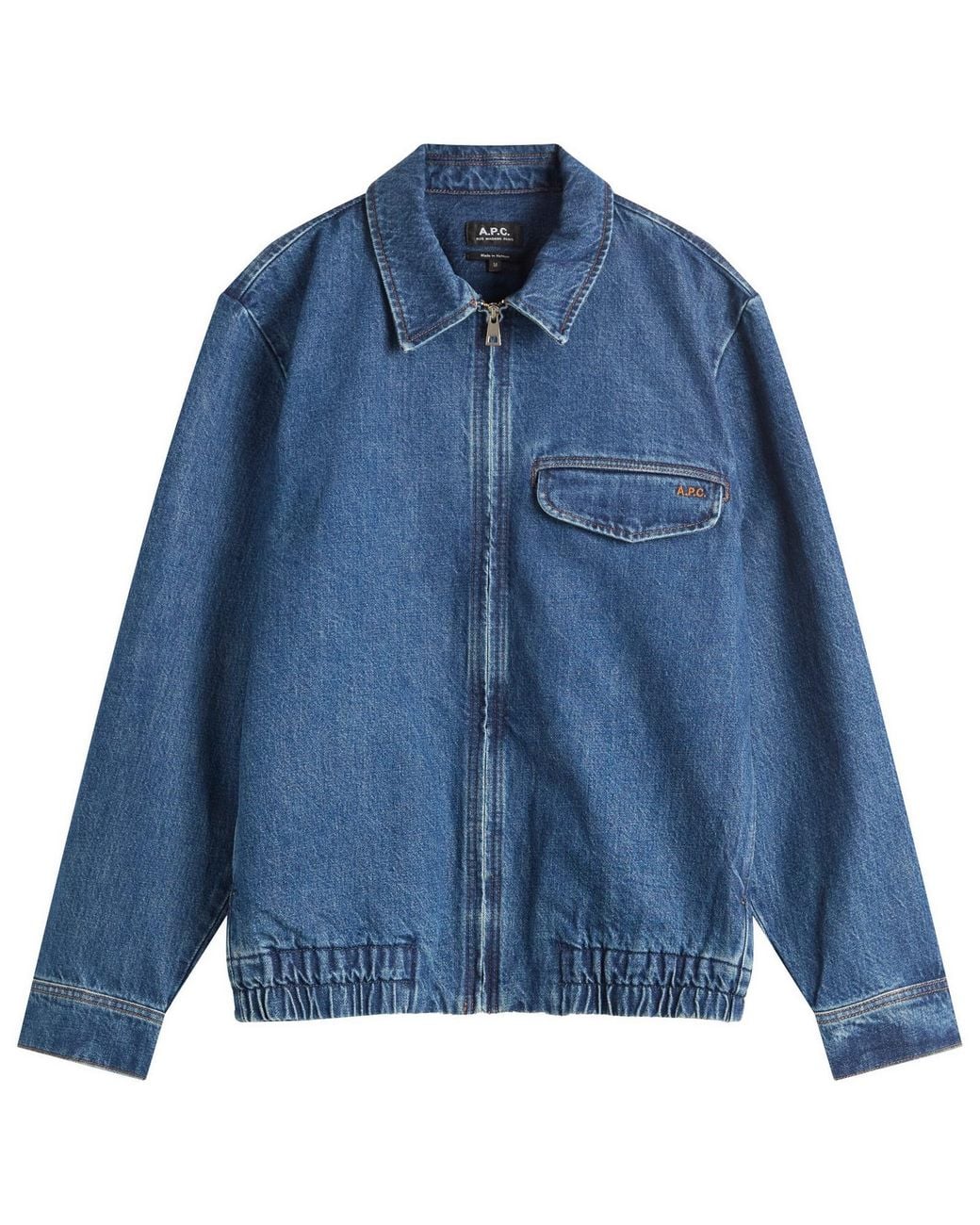 A.P.C. Fabrizio Zipped Denim Jacket in Blue for Men | Lyst