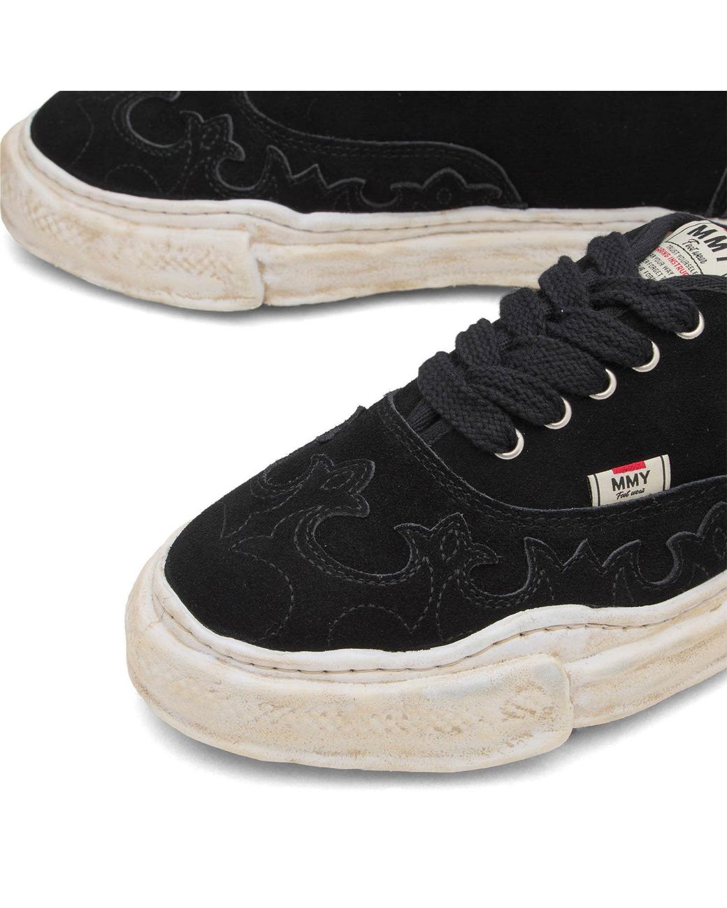 Maison Mihara Yasuhiro Black Baker Western Detail Suede Low-Top for men