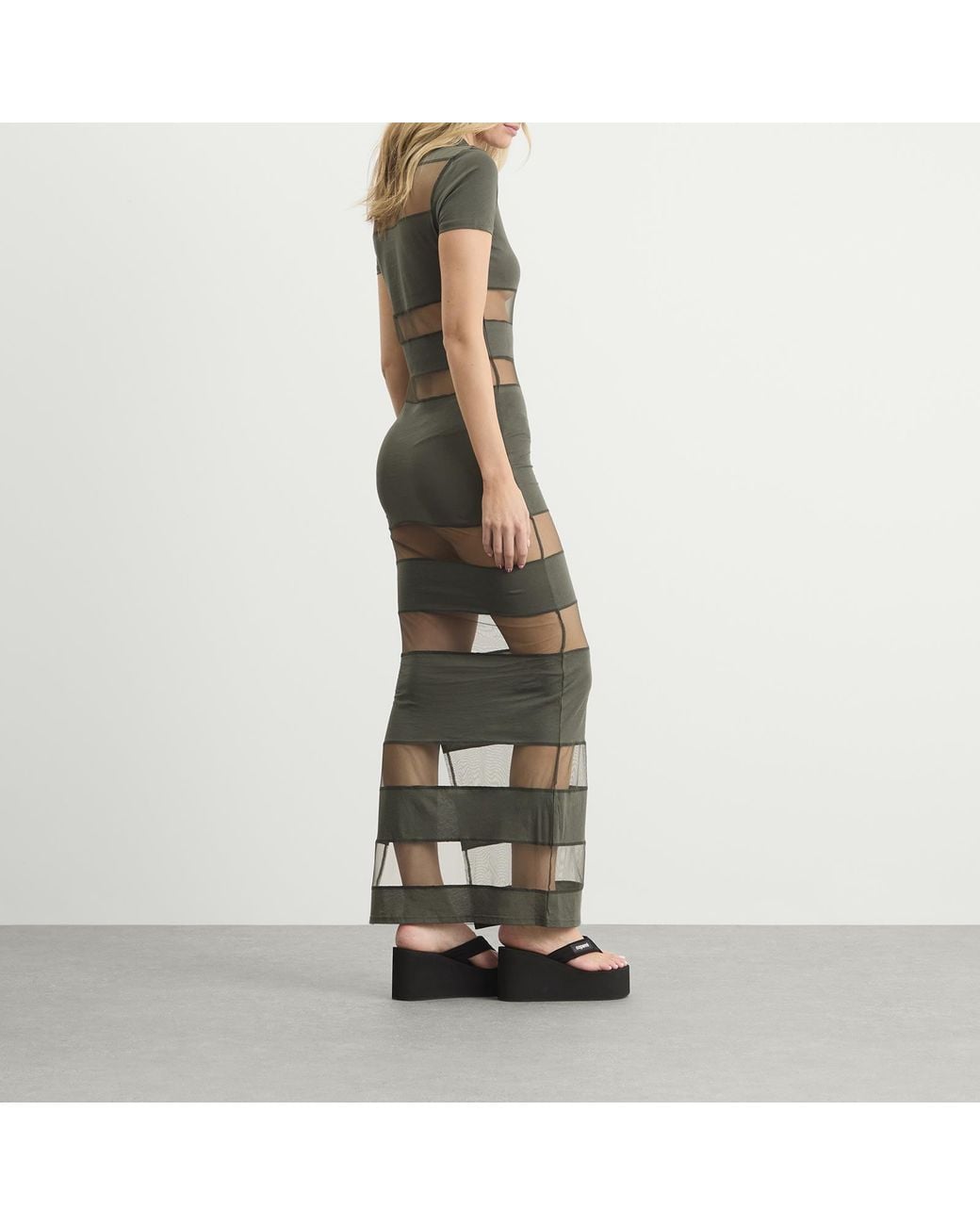 Coperni Green Striped Sheer Polo Dress