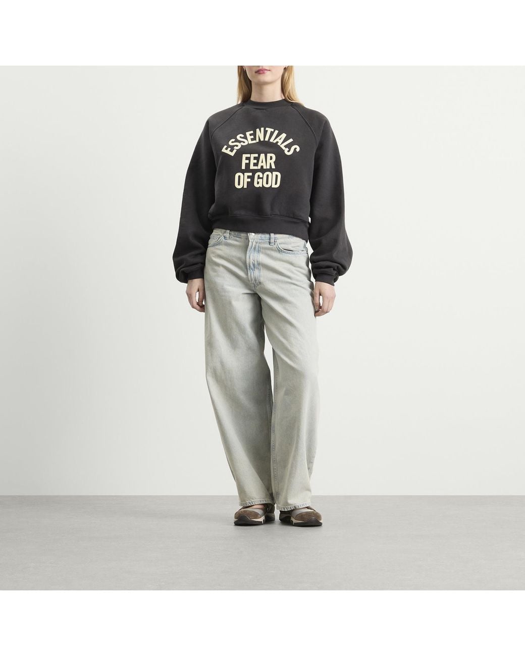 Fear Of God Black Campus 90's Cropped Raglan Crewneck