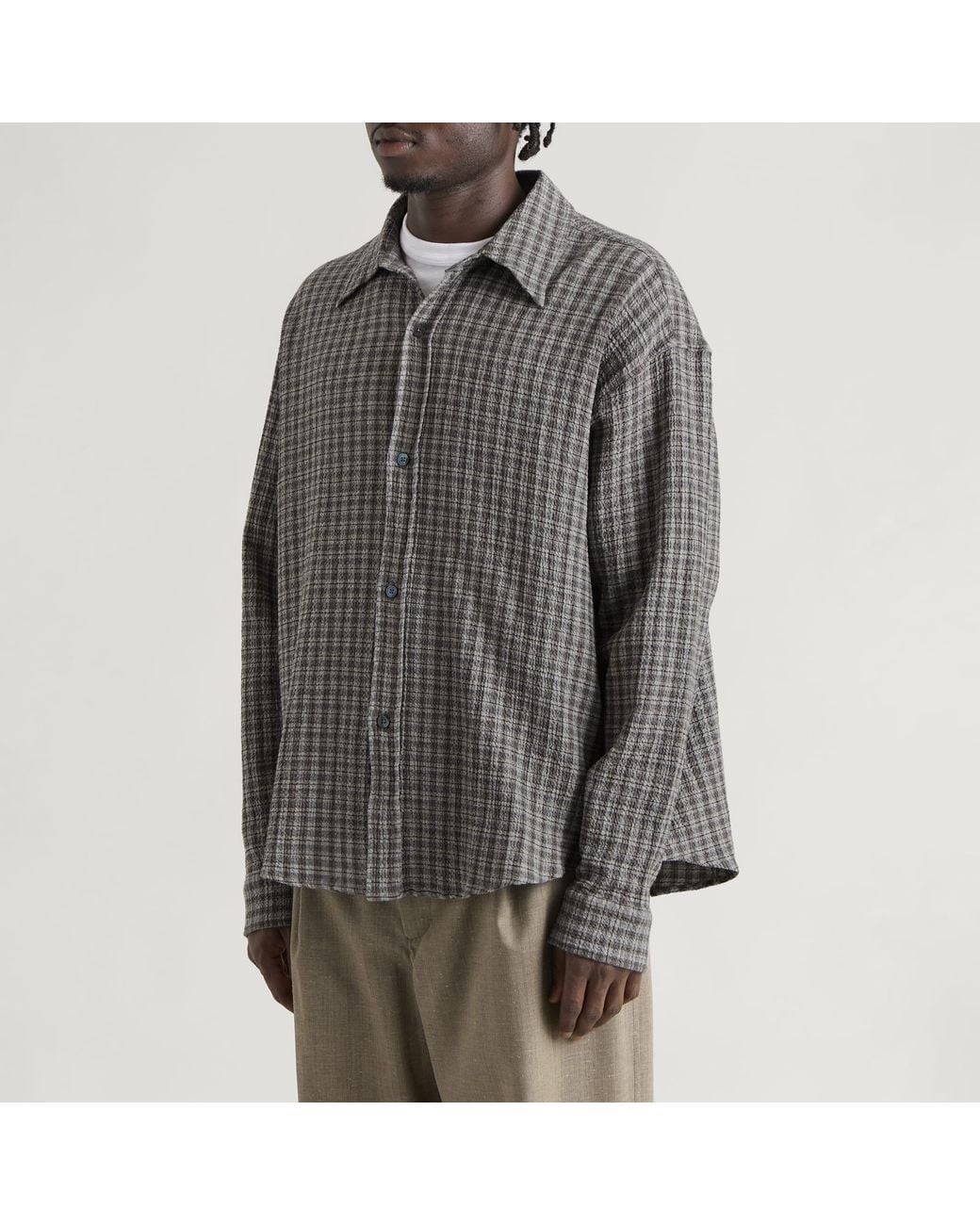 mfpen Gray Check Vacation Shirt for men