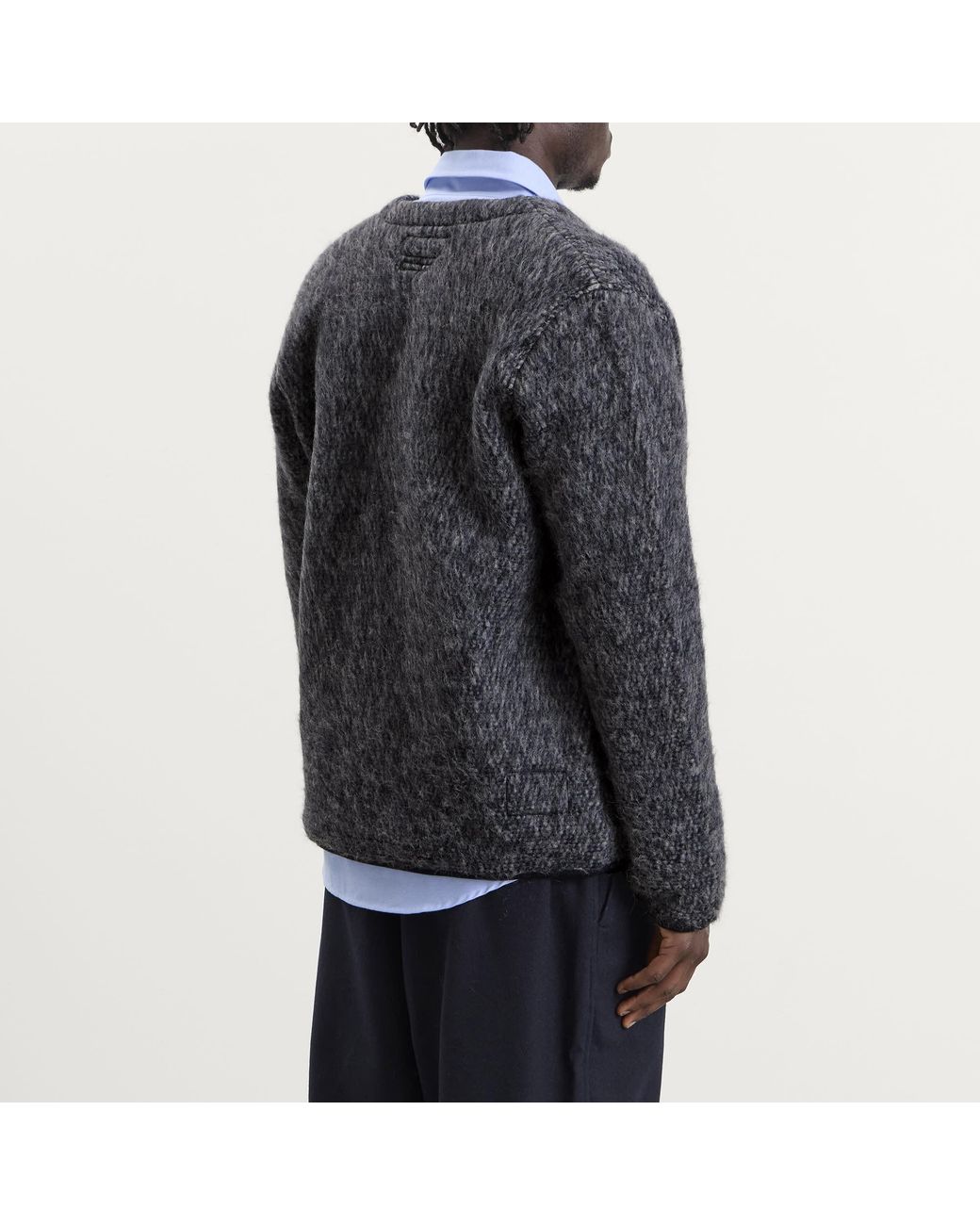 Universal Works Blue Losso Mohair Mix Cardigan for men