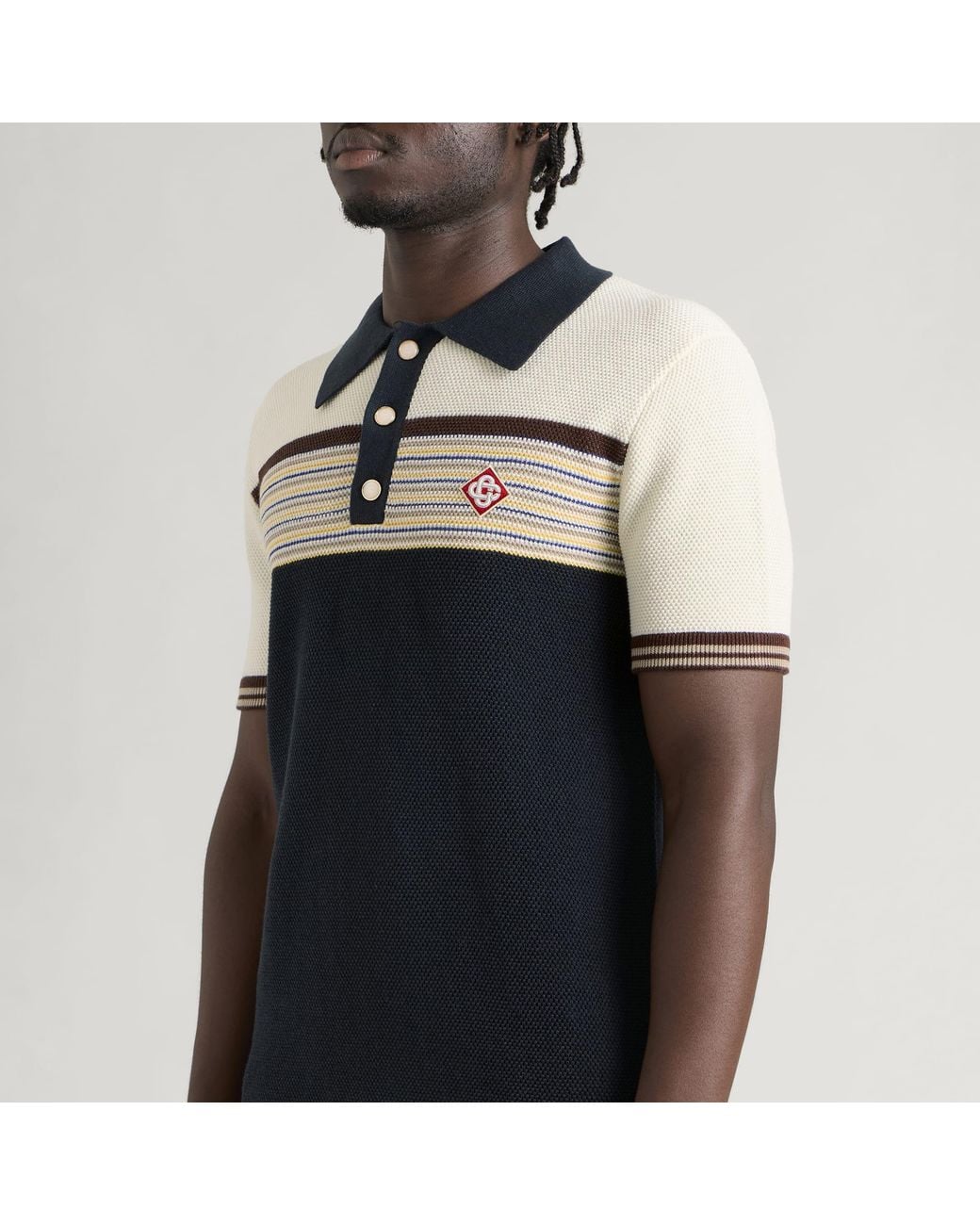 Casablanca Black Cafe Stripe Polo Shirt for men