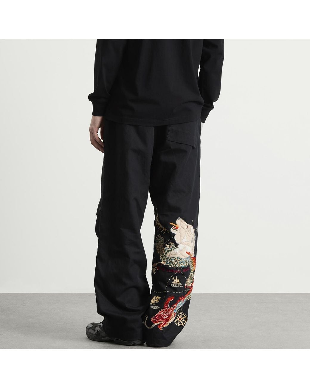Maharishi Black Polar Bear Chimera Embroidered Loose Snopants for men