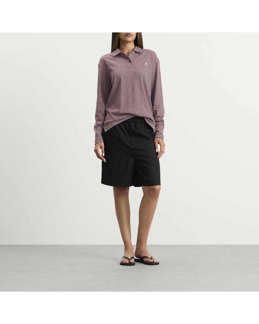 Jil Sander Brown Long Sleeve Polo Shirt