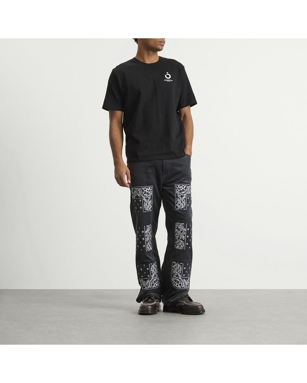 Nomarythm Textile Gray Bandana Embroidery Corduroy Trousers for men