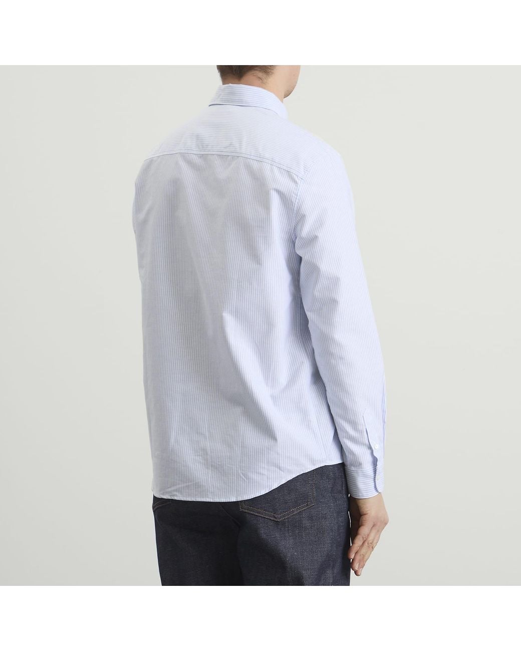 A.P.C. Blue Greg Logo Button Down Stripe Shirt for men