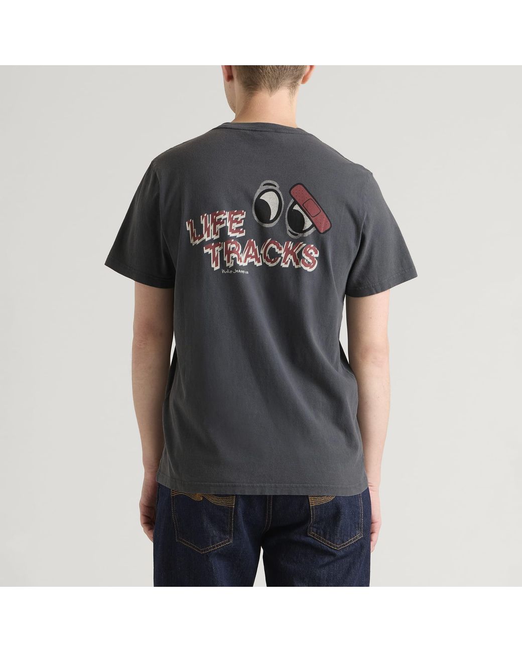 Nudie Jeans Black Roy Life Tracks T-Shirt for men