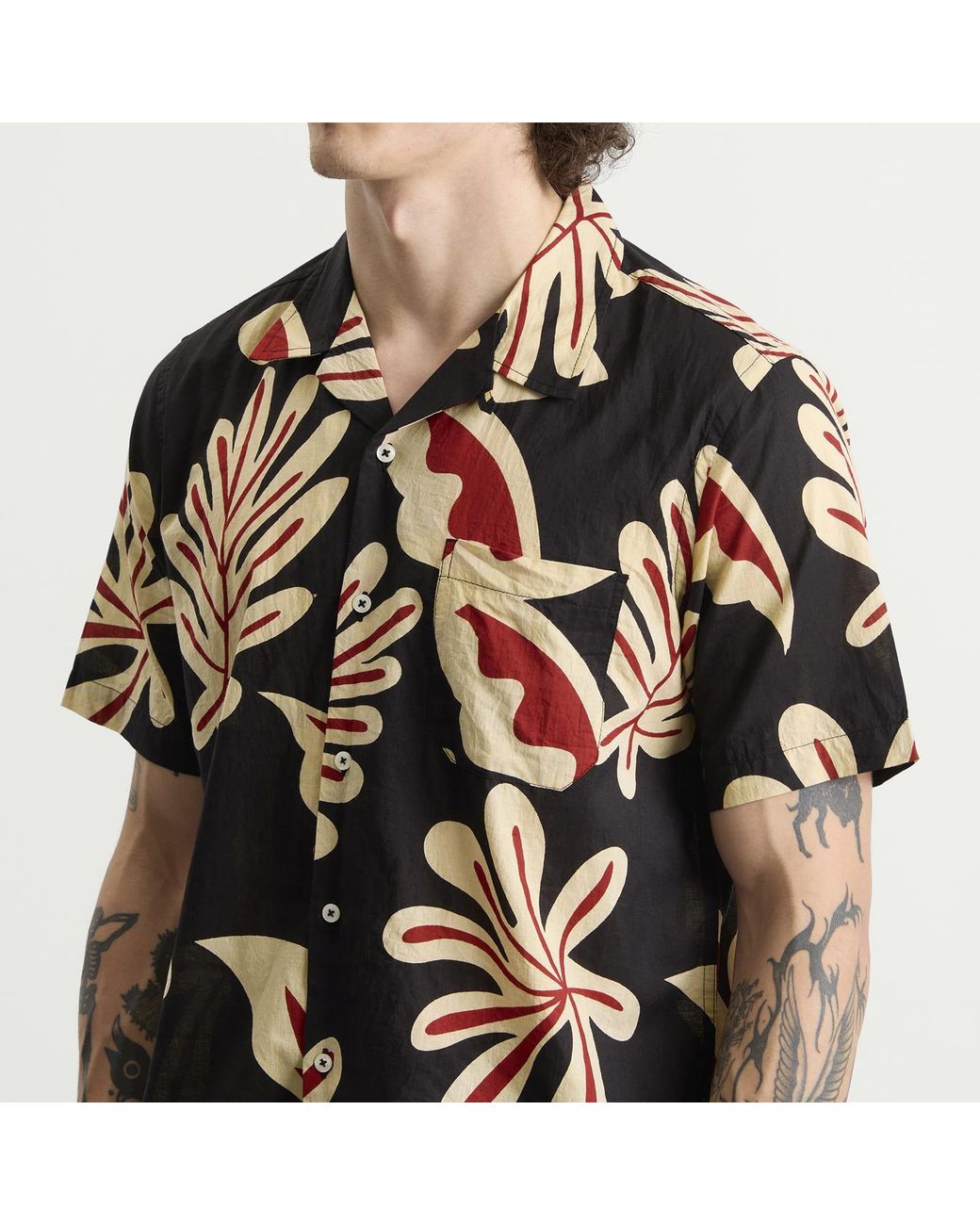 Universal Works Black Baja Print Road Shirt for men
