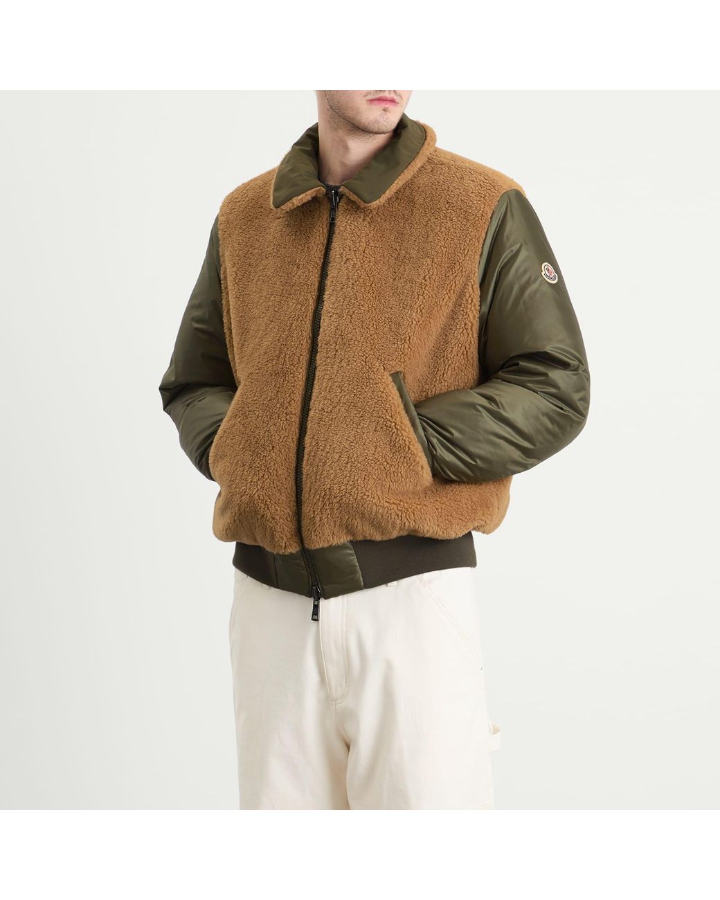 Moncler Green Maulevrier Bomber Reversible Teddy Jacket for men