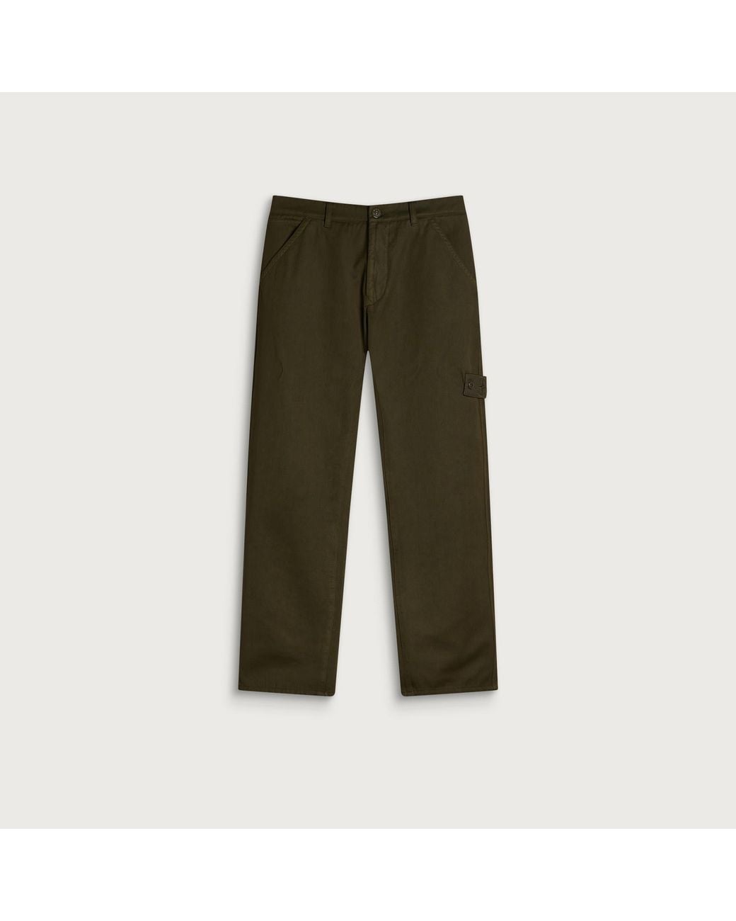 Stone Island Green Ghost Raw Hand Wool Cotton Gabardine-Tc Trouser for men