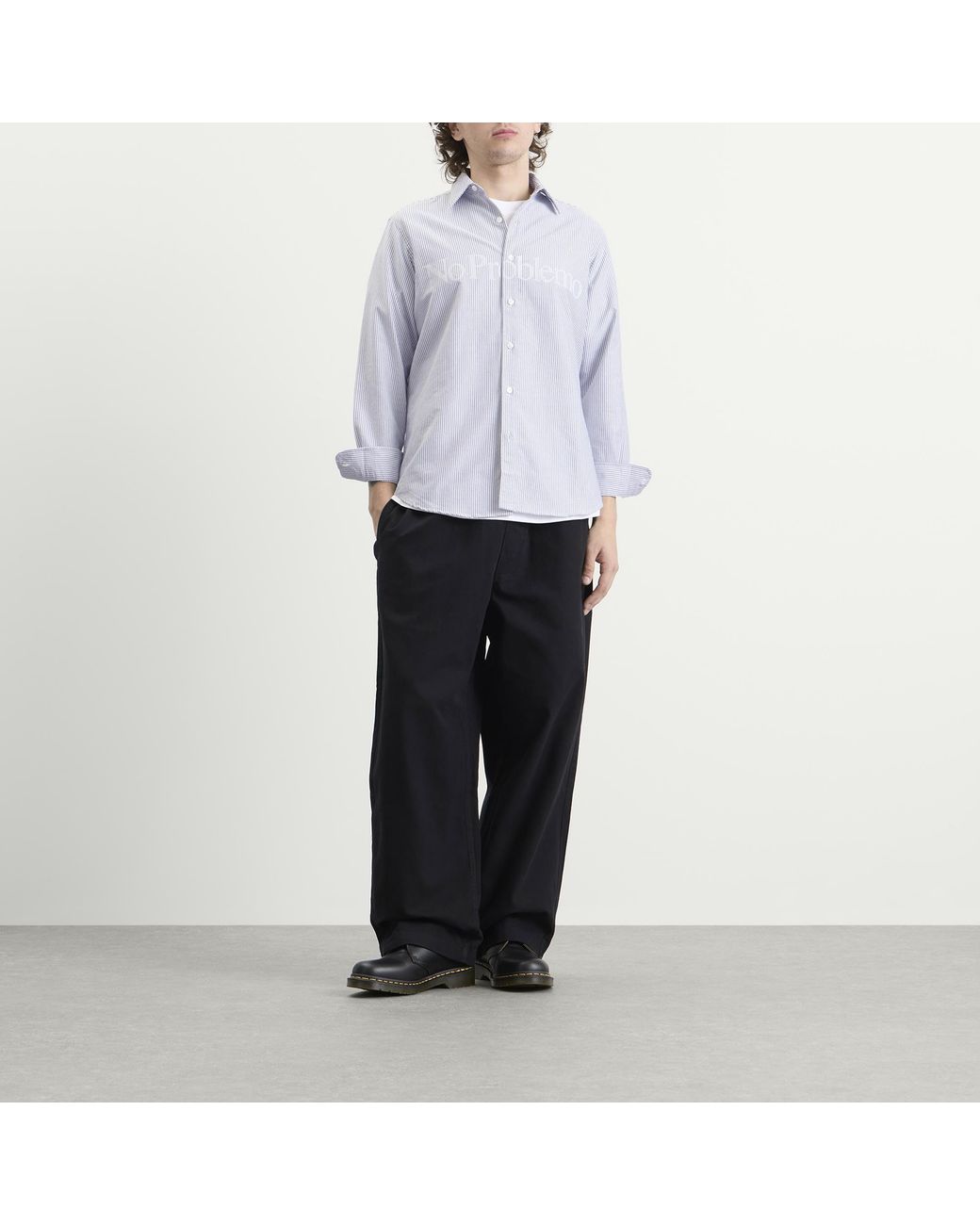 No Problemo Blue Oxford Stripe Ls Shirt for men