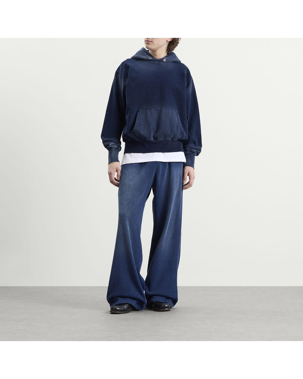 Les Tien Blue Heavyweight Hoodie for men