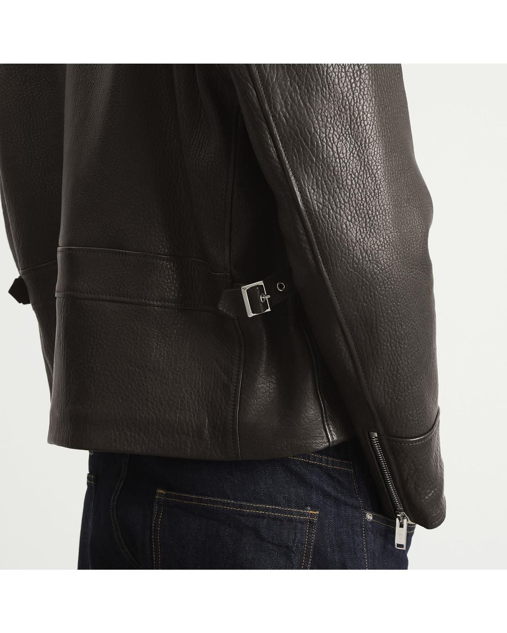 Second/Layer Black Second Layer Rider Leather Jacket for men