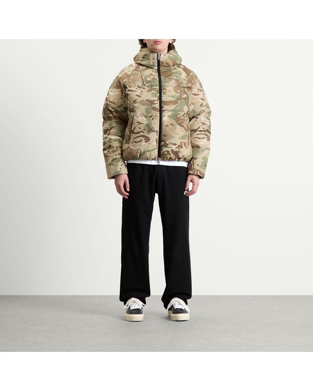 Cole Buxton Green Camo Hooded Down Jacket for men