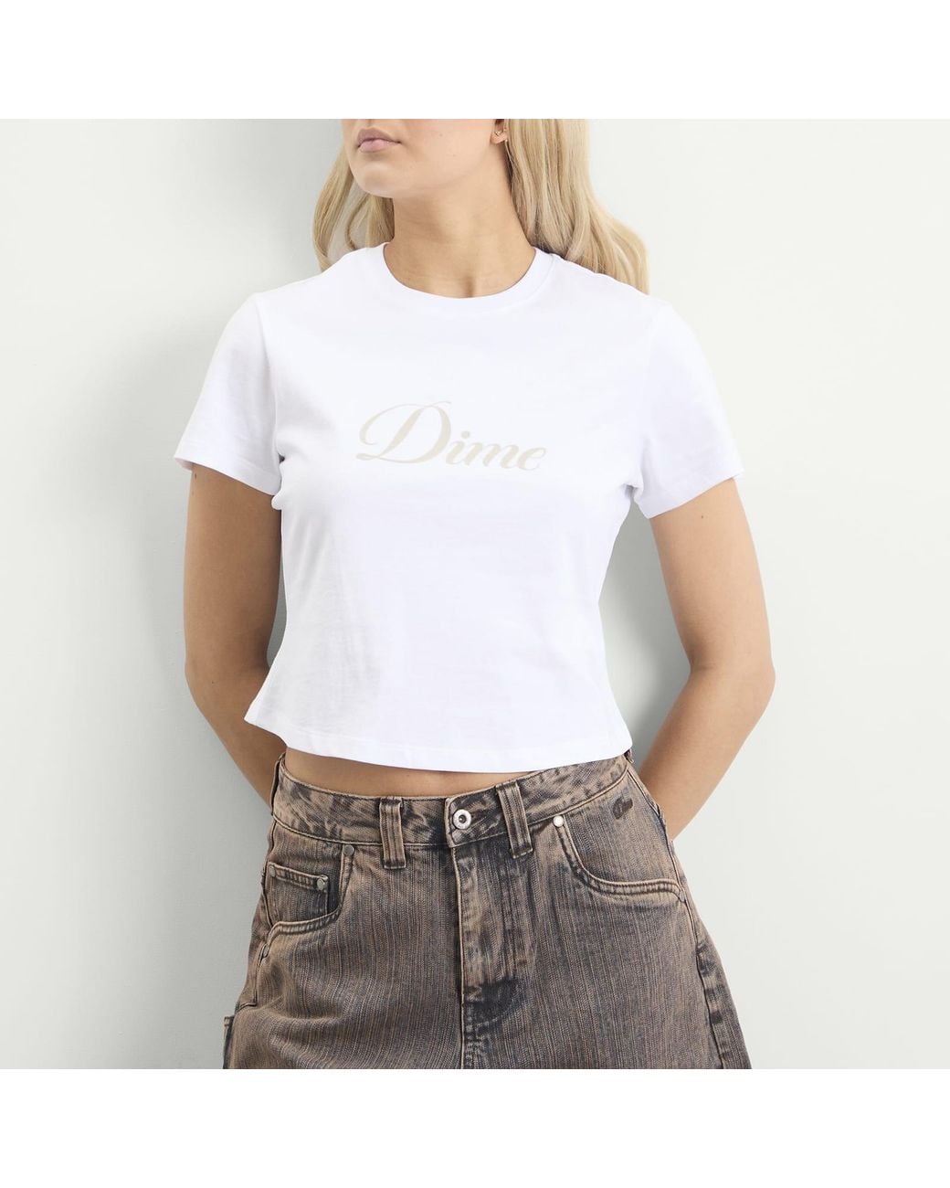 Dime White Cursive T-Shirt
