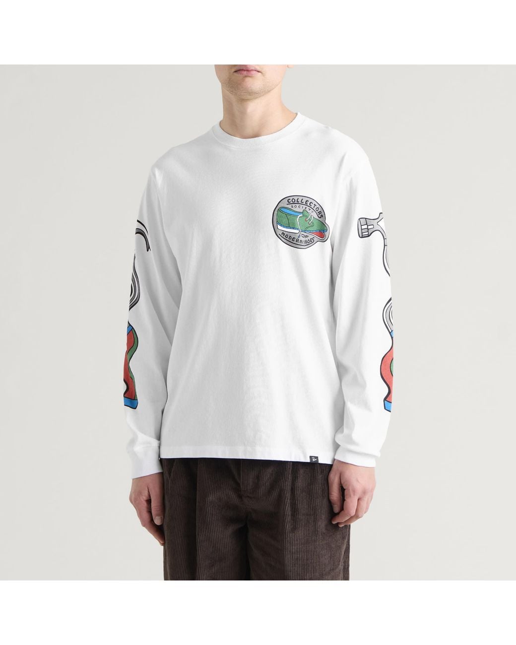 by Parra White Bike Hammer Long Sleeve T-Shirt for men