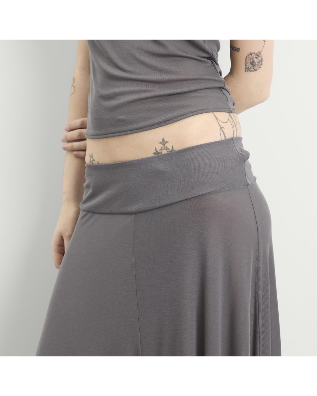St. Agni Gray Fluid Jersey Skirt