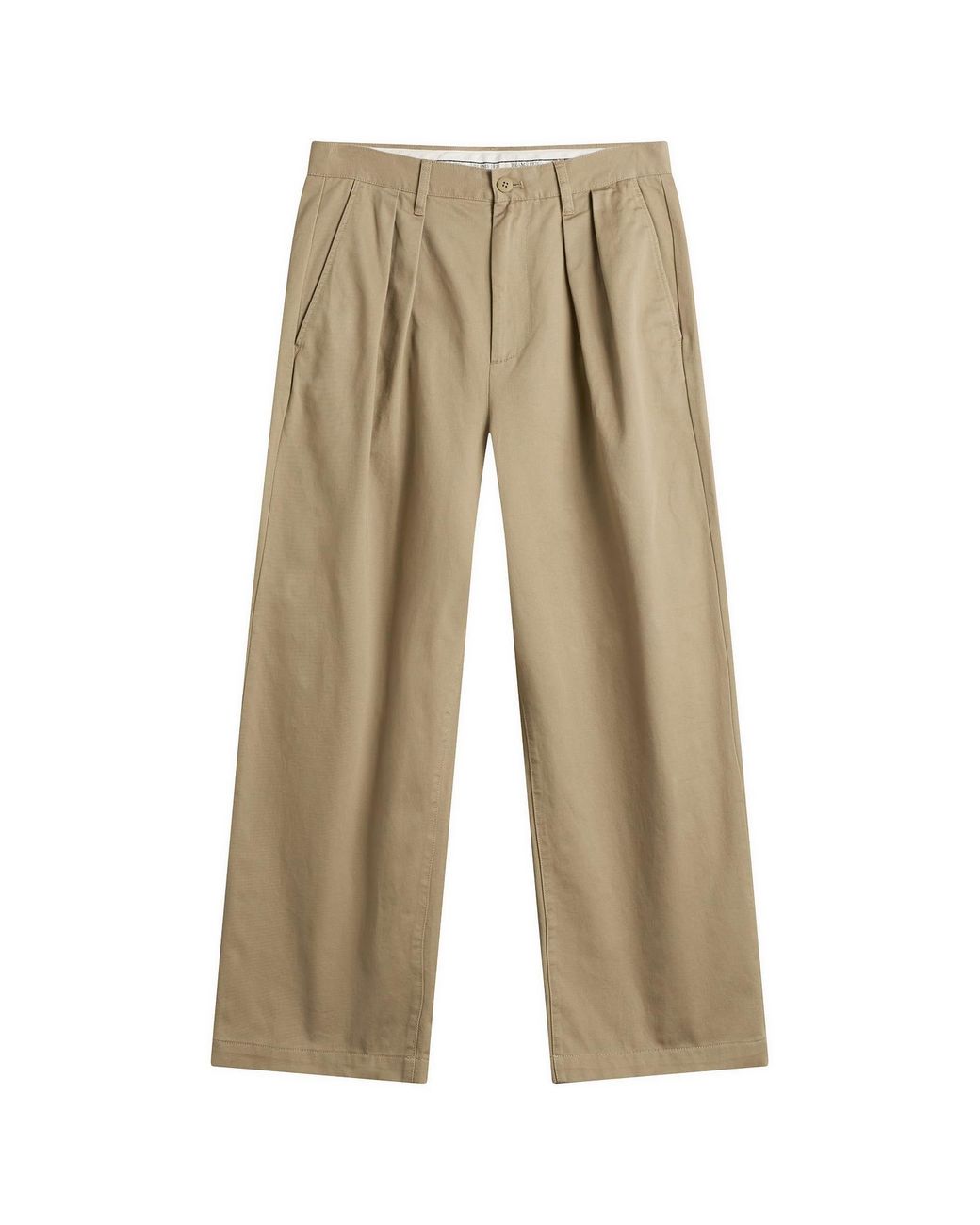 Beams Plus Natural New Wide Pleated Chino for men