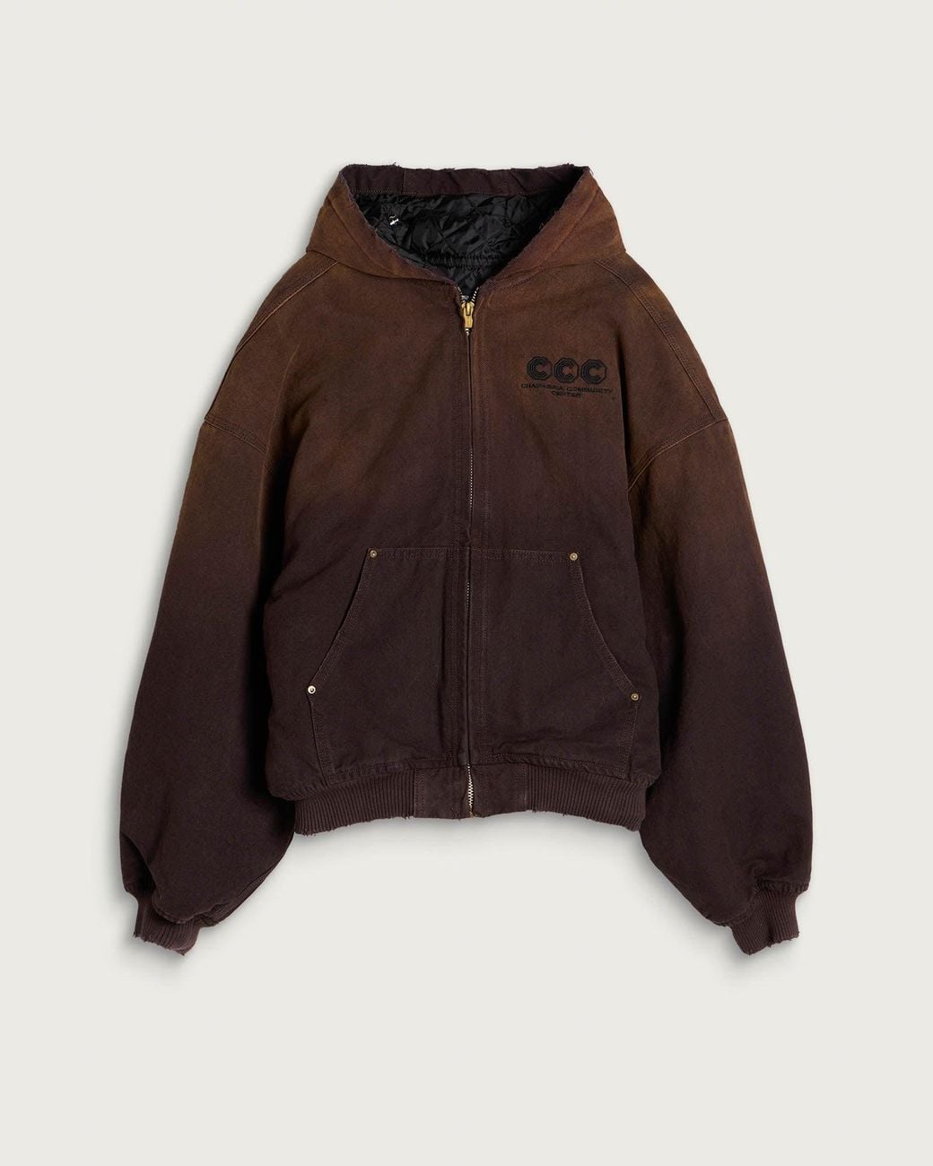 Willy Chavarria Quilted Hooded Jacket in Brown for Men | Lyst
