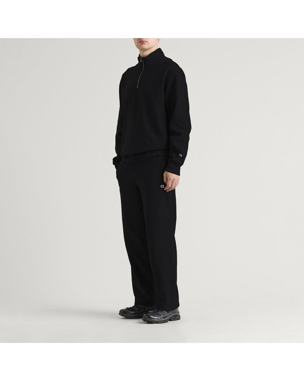 Champion Black Reverse Weave Half Zip Sweatshirt for men