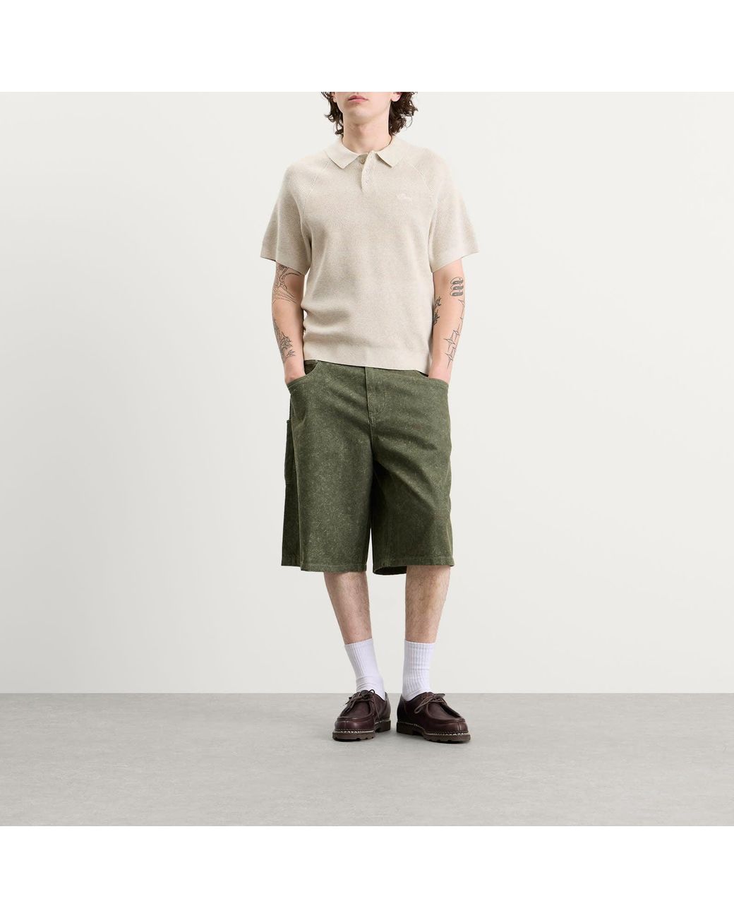 Dime Natural Cable Knit Polo for men