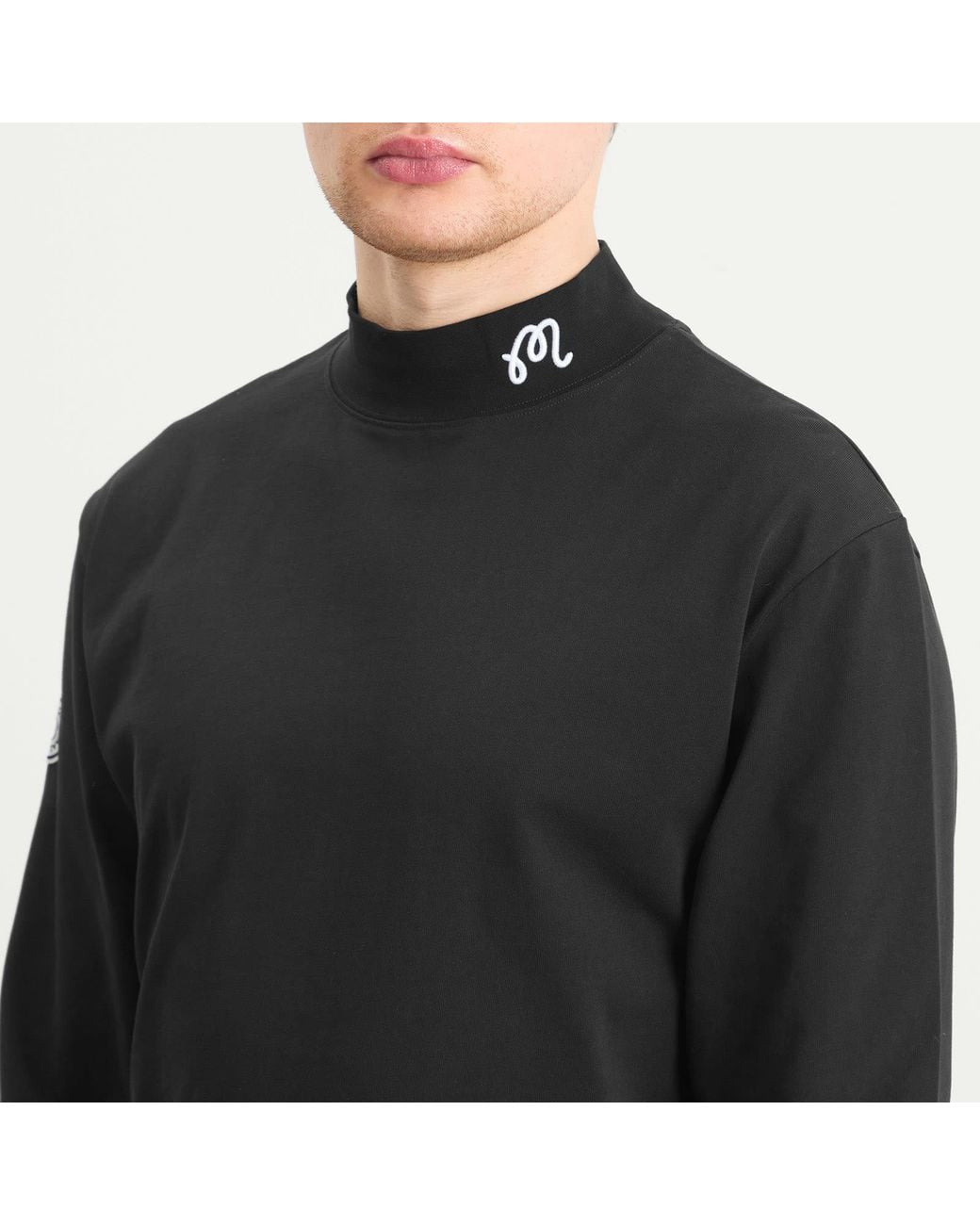 Malbon Black Upland Mock Neck Long Sleeve T-Shirt for men